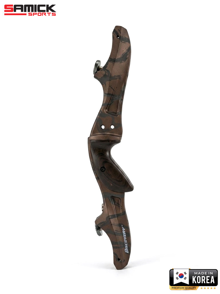 Samick Sports Discovery 17" CNC Riser - Muddy Oak Camo - right-hand riser shown