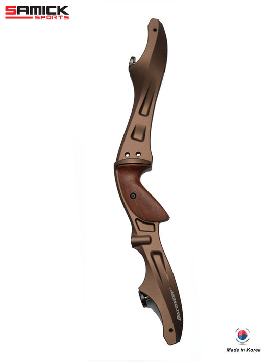 Samick Sports Discovery 21" CNC Riser - Muddy Oak - right-hand riser shown