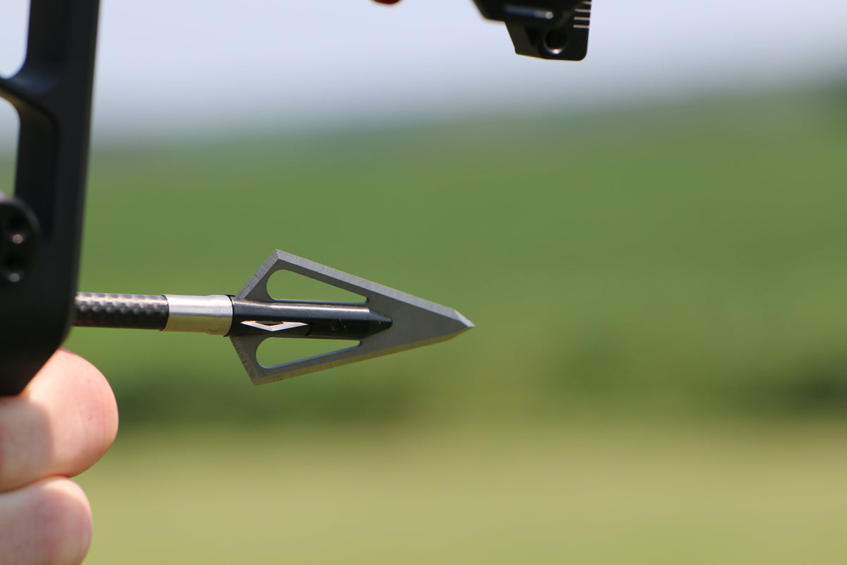 Magnus Stinger 4-blade broadhead mounted on an arrow