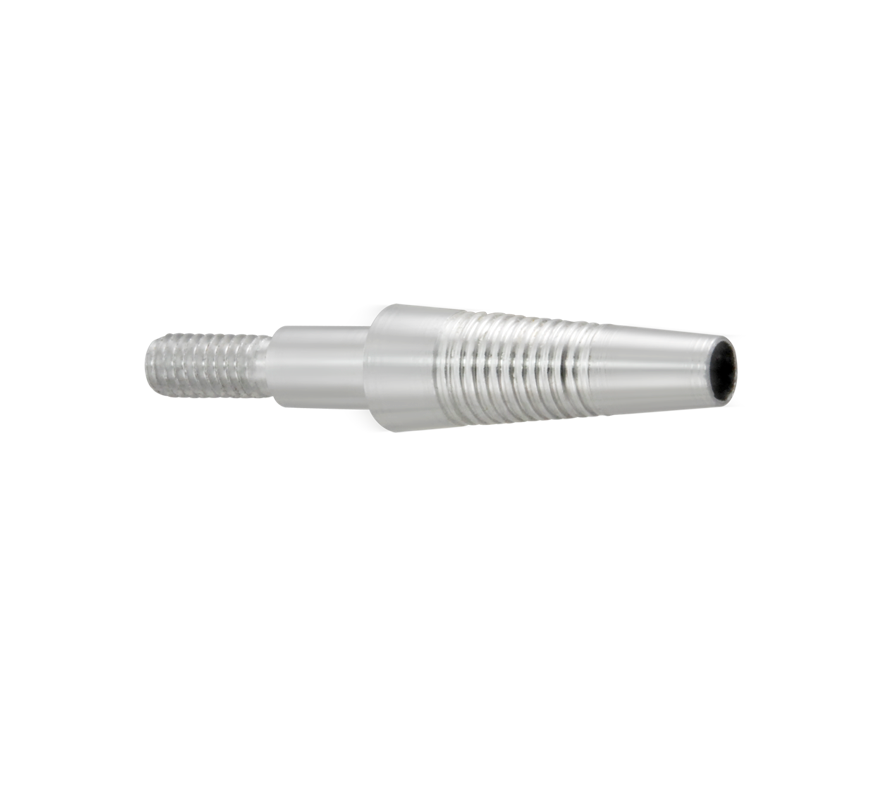 Zwickey hollow point adapter showing tapered body, hollow opening, and screw-in threads; representative photo for both sizes