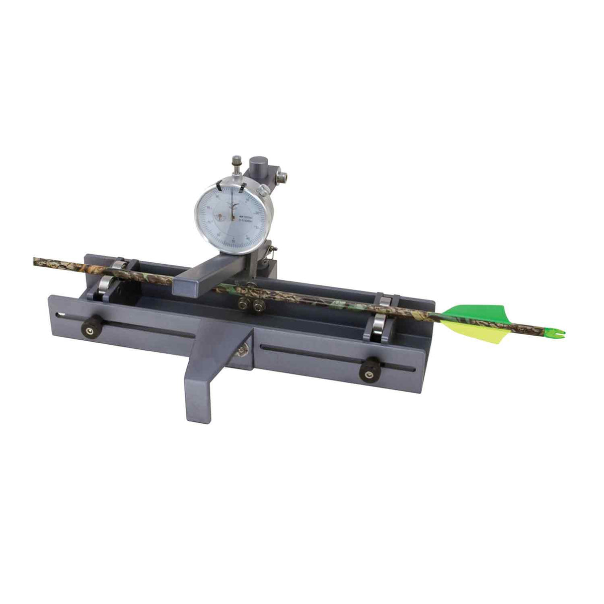 AAE Arrow Straightener with precision dial indicator and adjustable shaft supports