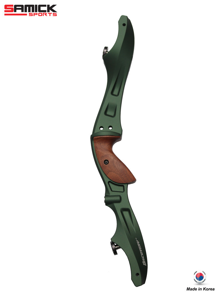 Samick Sports Discovery 21" CNC Riser - Forest Green - right-hand riser shown