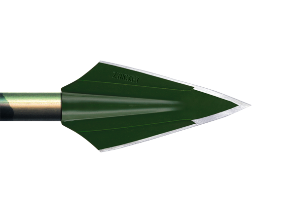 Zwickey Eskilite 2-blade glue-on broadhead, 110 grains, shown mounted on an arrow shaft