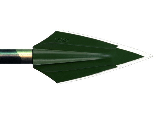 Zwickey Eskimo 2-blade glue-on broadhead, 125 grains, shown mounted on an arrow shaft