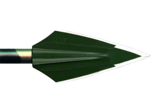 Zwickey Eskimo 2-blade glue-on broadhead, 125 grains, shown mounted on an arrow shaft