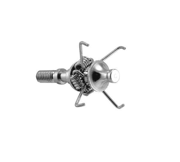 Zwickey J100 Judo screw-in point, 100 grains, showing spring arms and exposed threads
