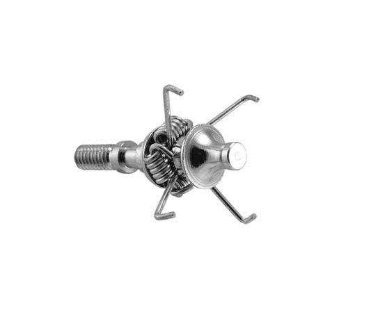 Zwickey J100 Judo screw-in point, 100 grains, showing spring arms and exposed threads