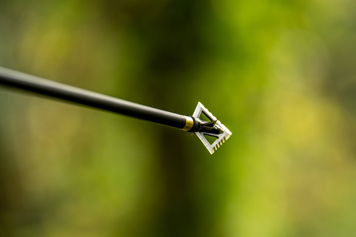 Magnus Black Hornet Ser-Razor broadhead mounted on an arrow