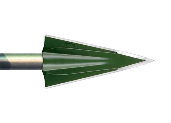 Zwickey No Mercy 2-blade glue-on broadhead, 130 grains, shown mounted on an arrow shaft