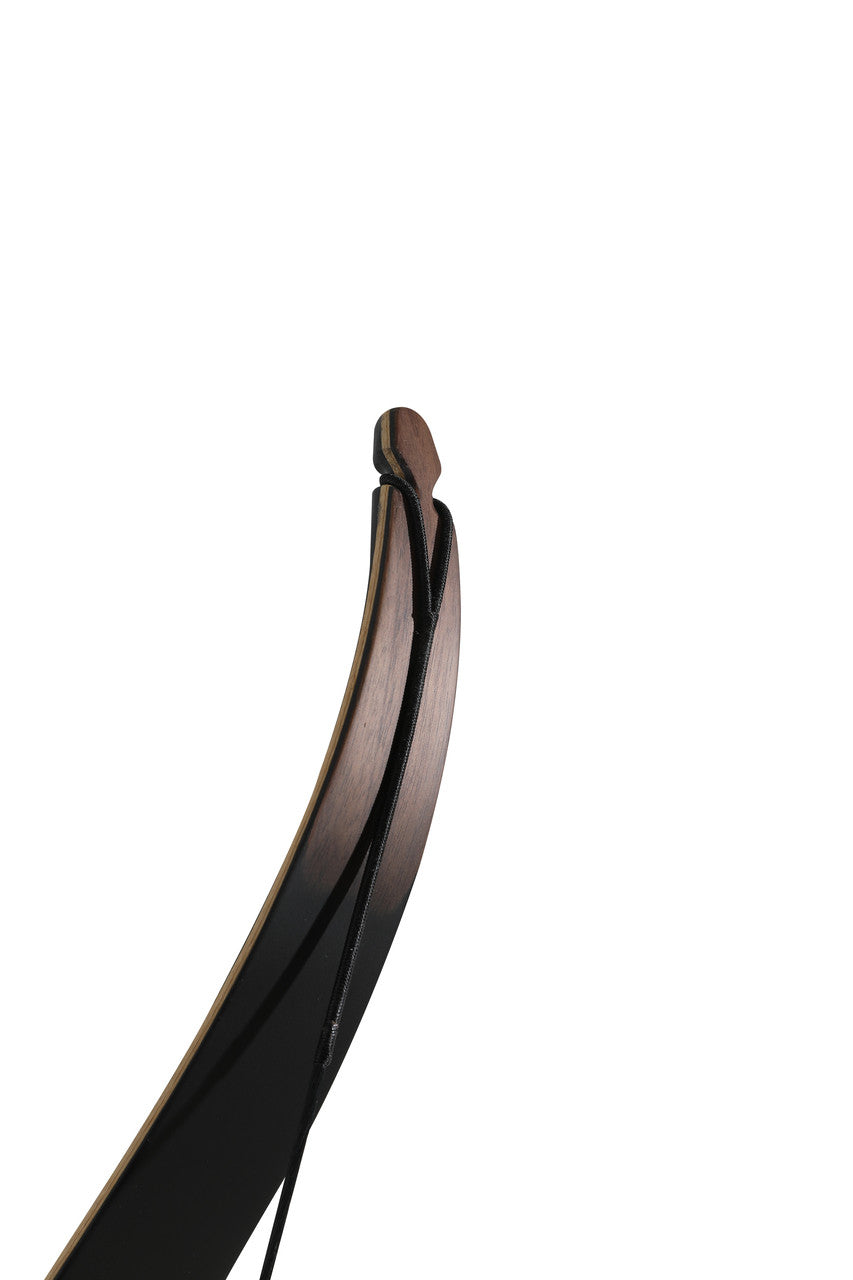 Old Mountain Archery Pocono recurve bow - limb tip and bowstring detail