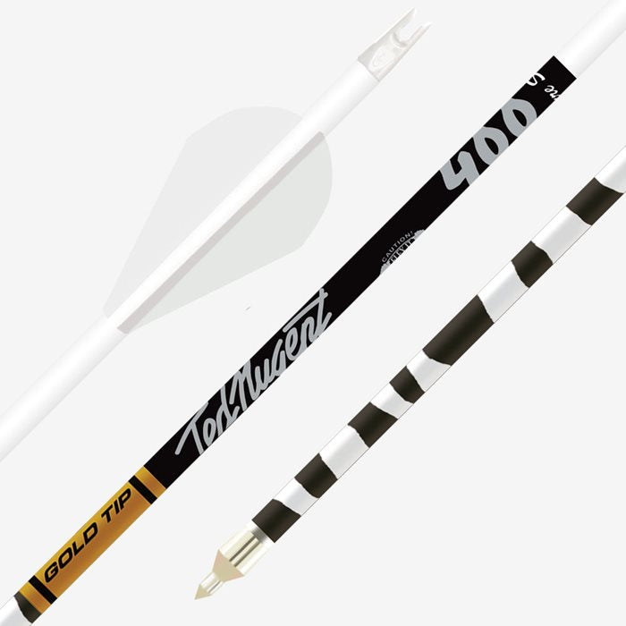 Gold Tip Ted Nugent Signature Series White Zebra Arrows, 6pk-Archery- Hunting, Target, Traditional-Jeff’s Specialty Sports