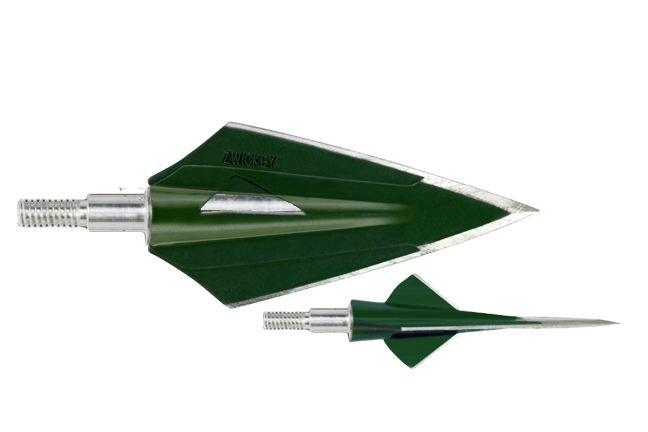 Zwickey Eskilite 4-blade screw-in broadhead, 135 grains, with exposed threaded adapter and side view