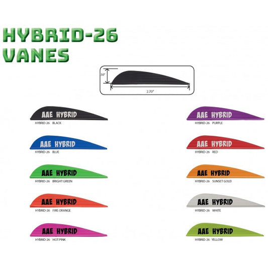 AAE Hybrid 26 Vanes, 50pk-Archery- Hunting, Target, Traditional-Jeff’s Specialty Sports
