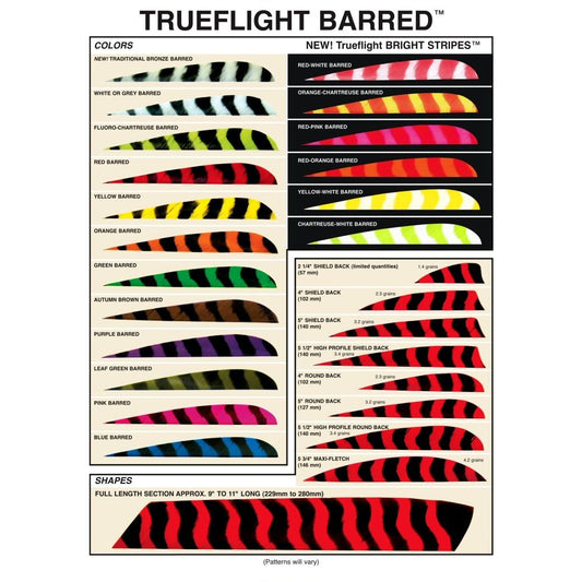 Trueflight "Barred" Feathers 50/pk.-Archery- Hunting, Target, Traditional-Jeff’s Specialty Sports