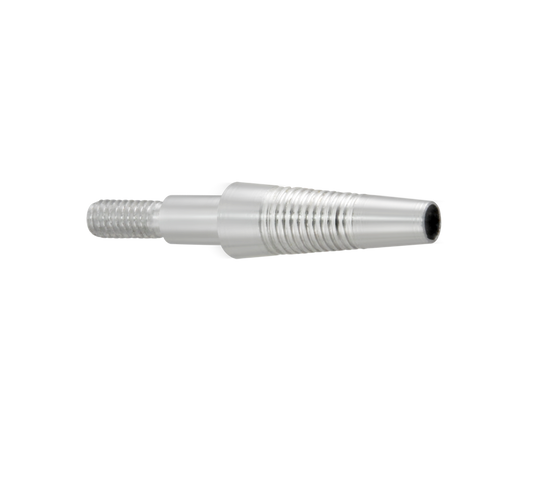 Zwickey hollow point adapter showing tapered body, hollow opening, and screw-in threads; representative photo for both sizes